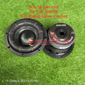Củ sub 6,5 ich (loa 16), từ 120, coil 50, trở kháng 4ohm + 4ohm