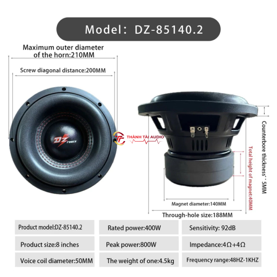 Củ sub Thái Lan 8ich (loa 20) từ 140, coil 50, 2 cầu