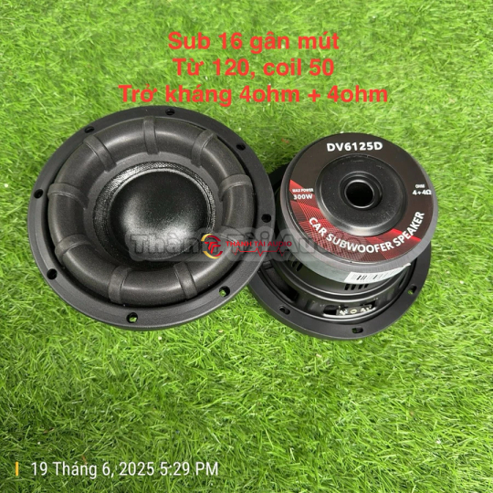 Củ sub 6,5 ich (loa 16), từ 120, coil 50, trở kháng 4ohm + 4ohm